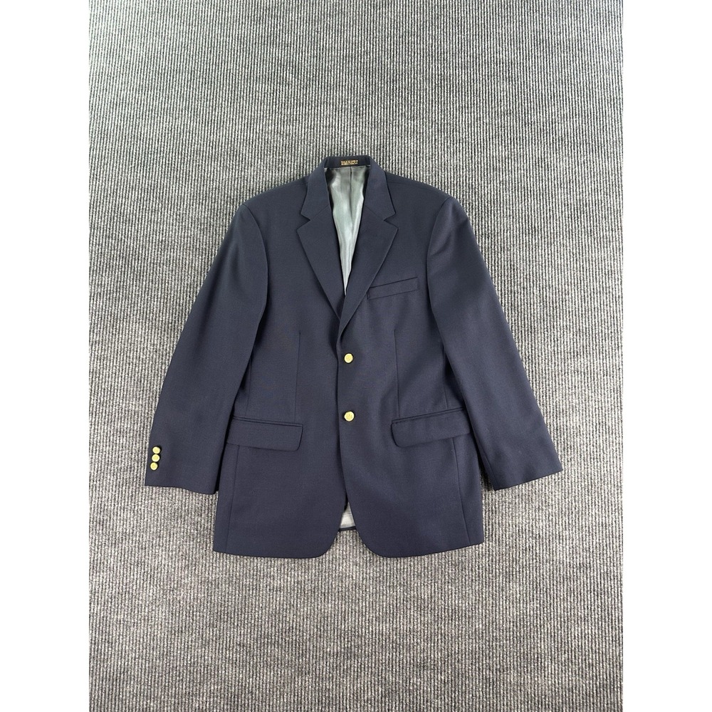 Stafford Blazer 38R Blue Wool Hopsack Gold Button Vintage Ivy League Classic